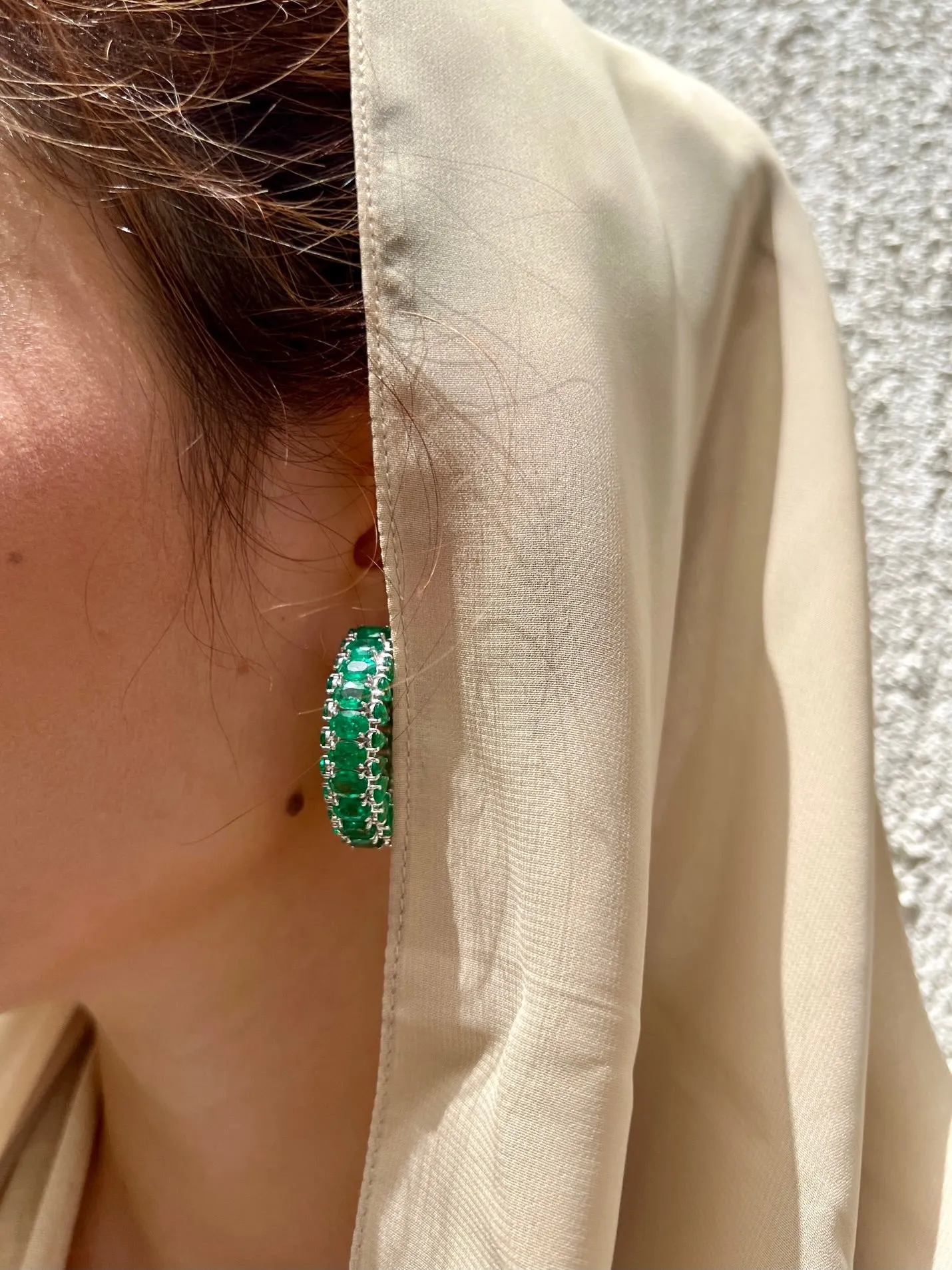 Emerald hoop earrings