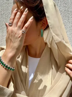 Emerald hoop earrings