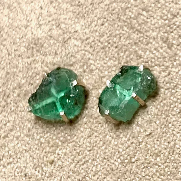 Emerald Rough Post Earrings