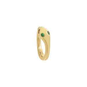 Emerald Snake Huggie Earring 14K
