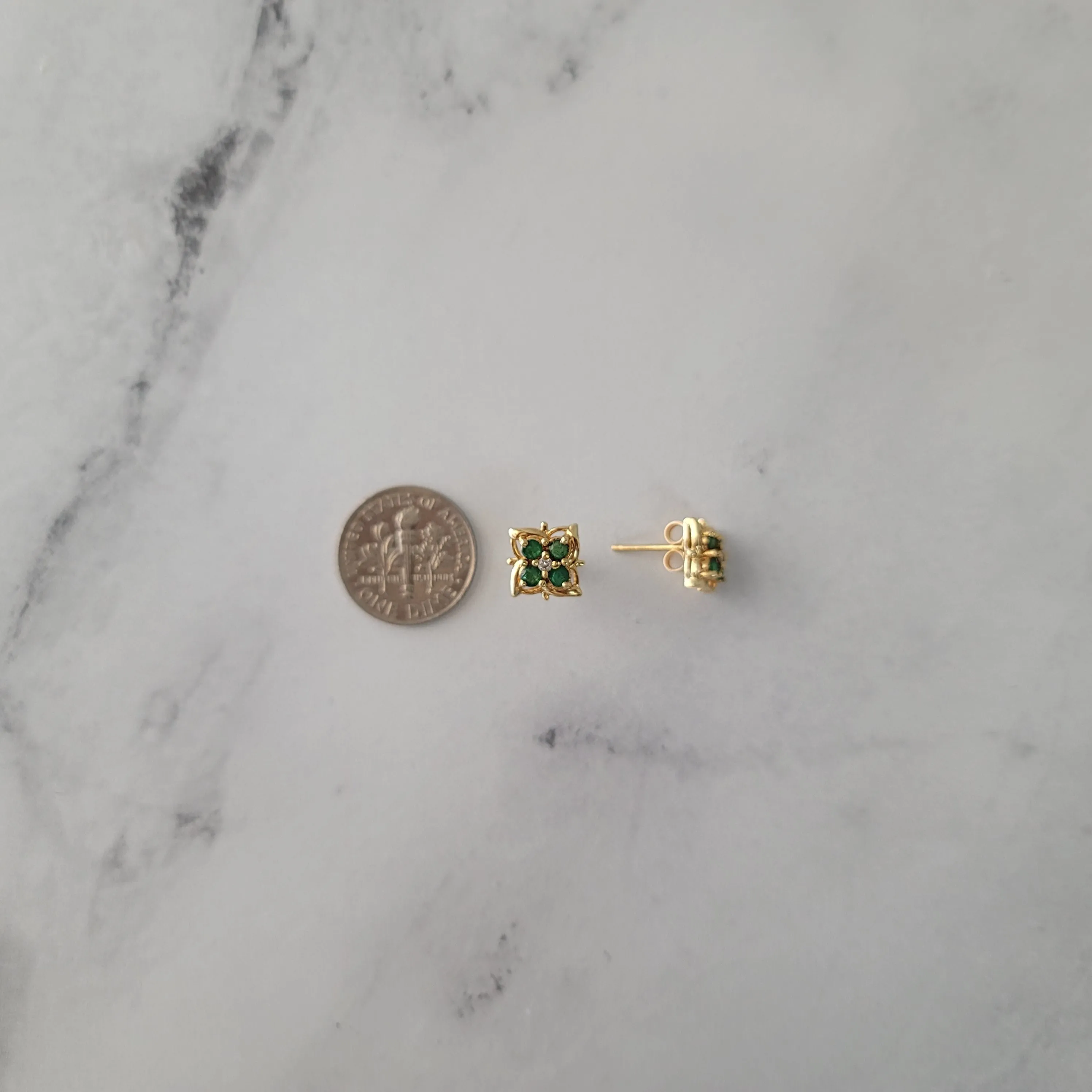 Emerald Stud Earrings .33cttw 14k Yellow Gold