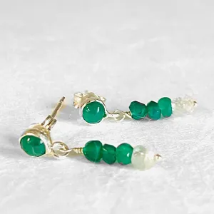 Emerald Studs, Gemstone Studs, May Birthstone Earrings