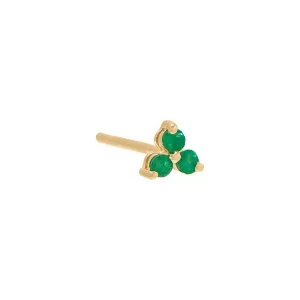 Emerald Trio Cluster  Earring 14K