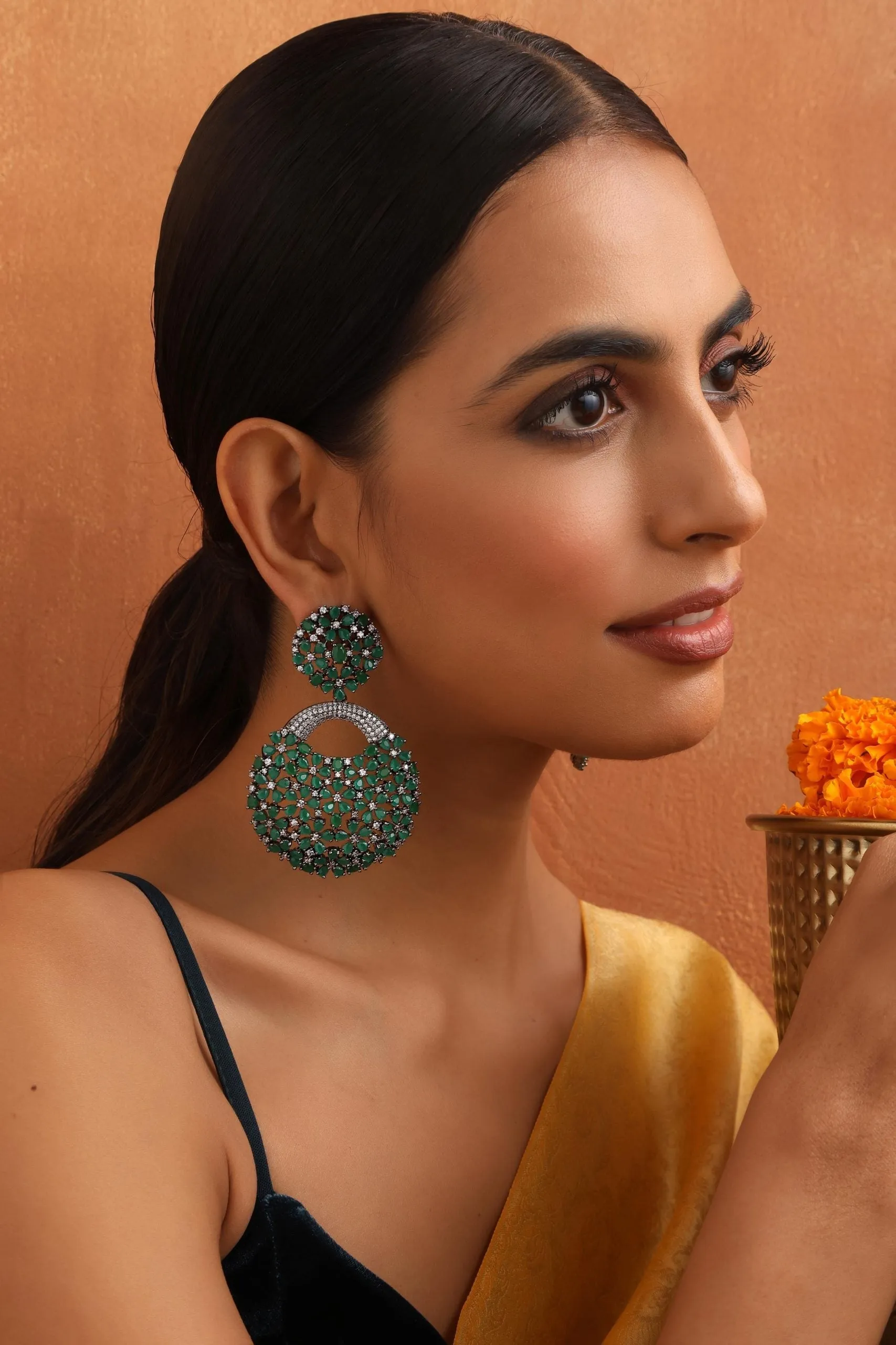 Emerald Zirconia Dangler Earrings