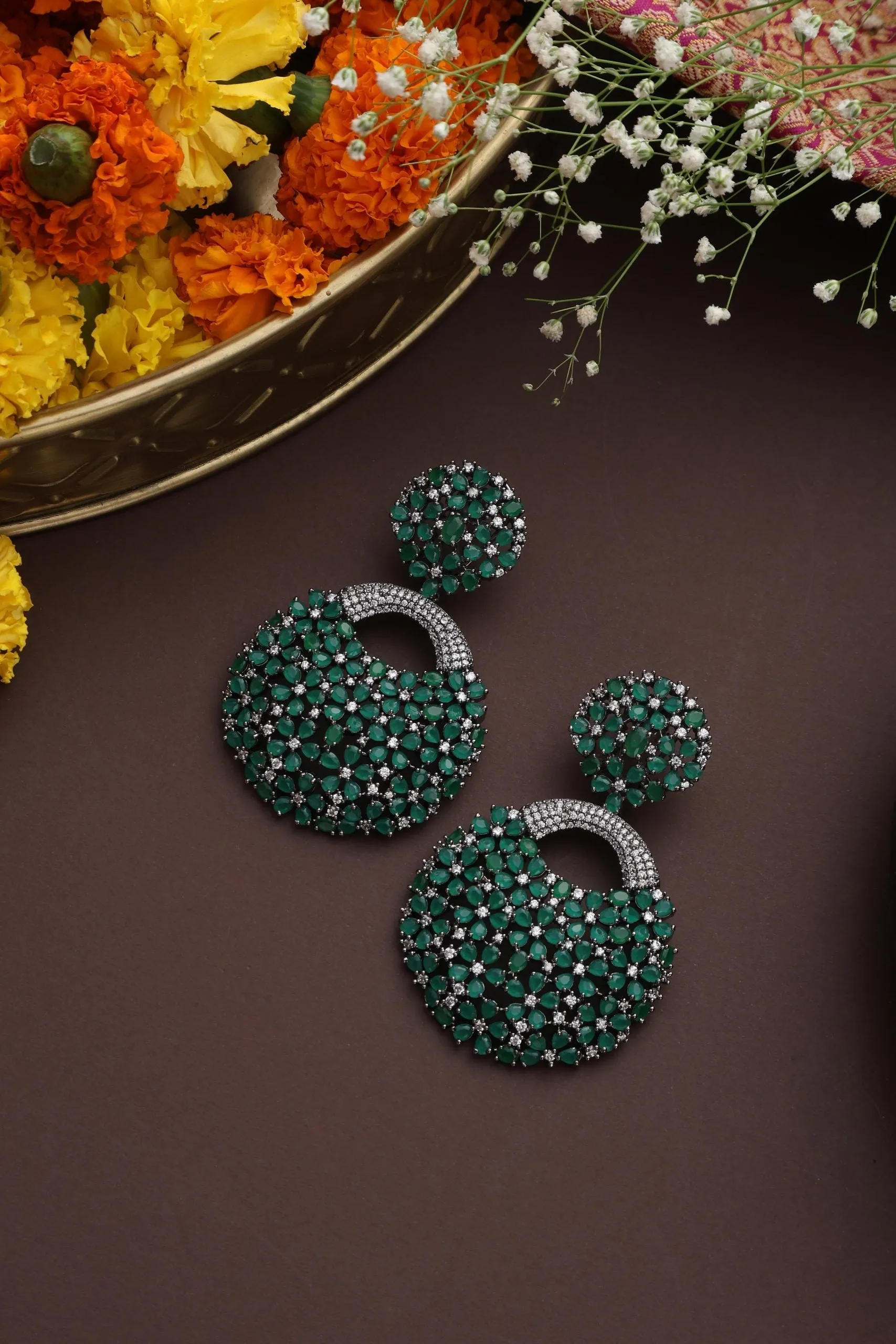 Emerald Zirconia Dangler Earrings