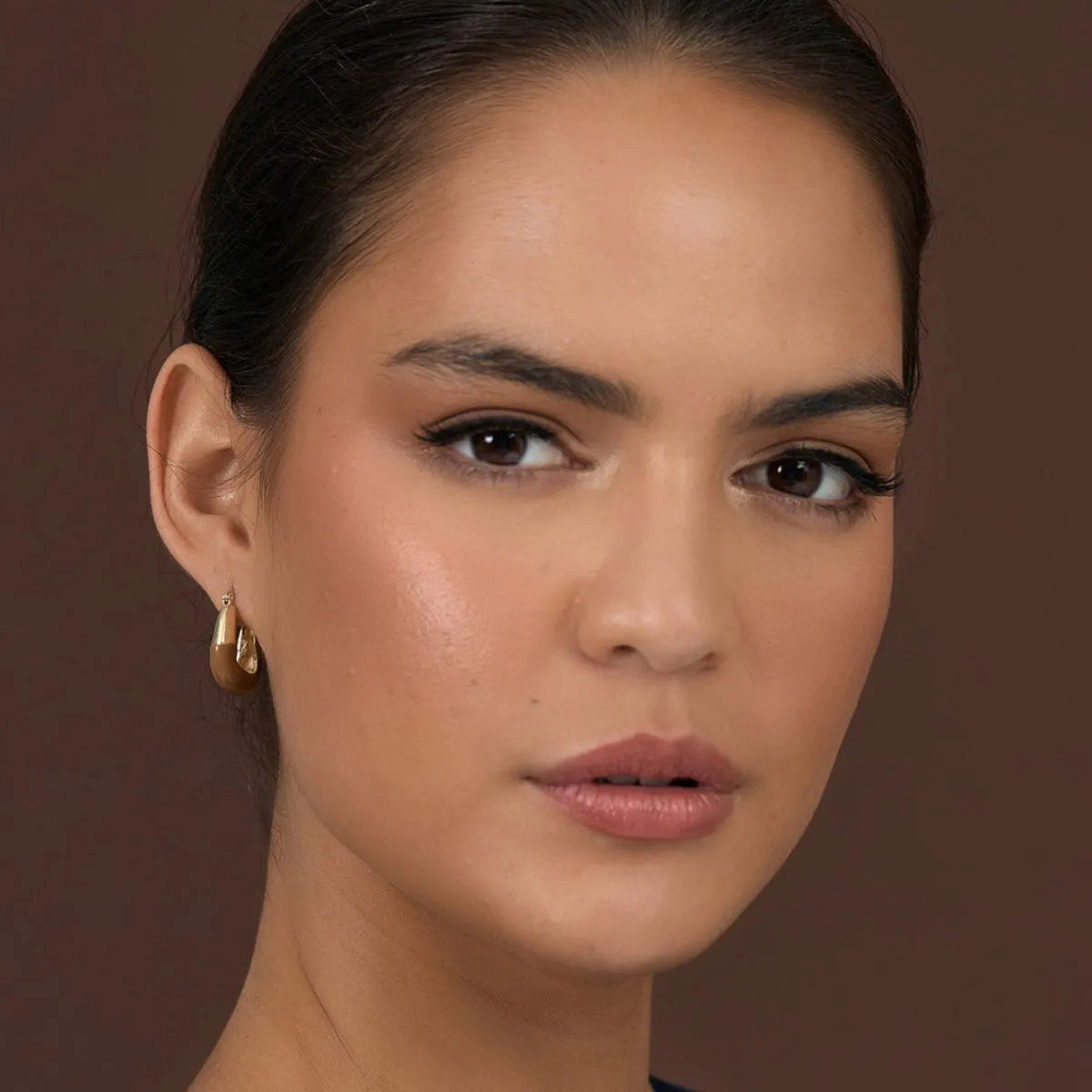 Enamel Dipped Metal Hoop Earrings (Black)