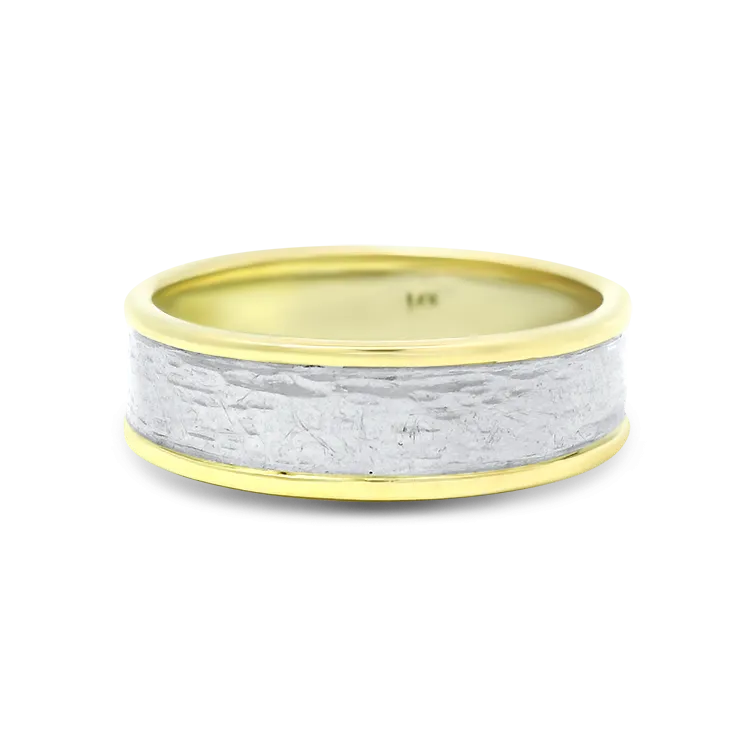 Estate 14k Yellow and White Gold Hammered Band