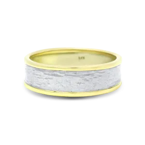 Estate 14k Yellow and White Gold Hammered Band