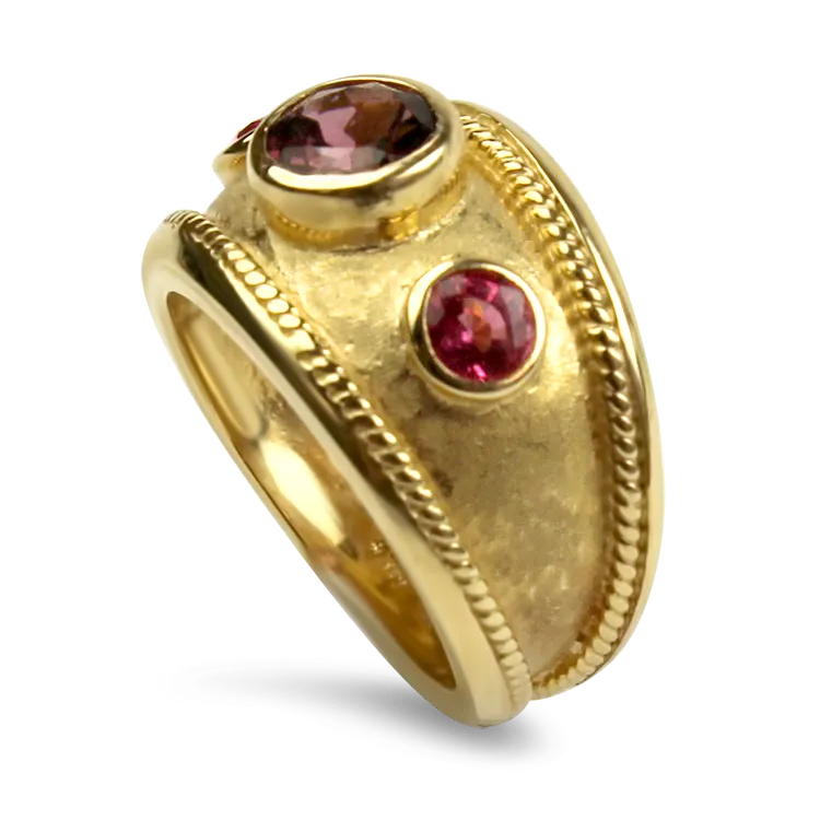 Estate 14k Yellow Gold Tourmaline & Spinel Ring