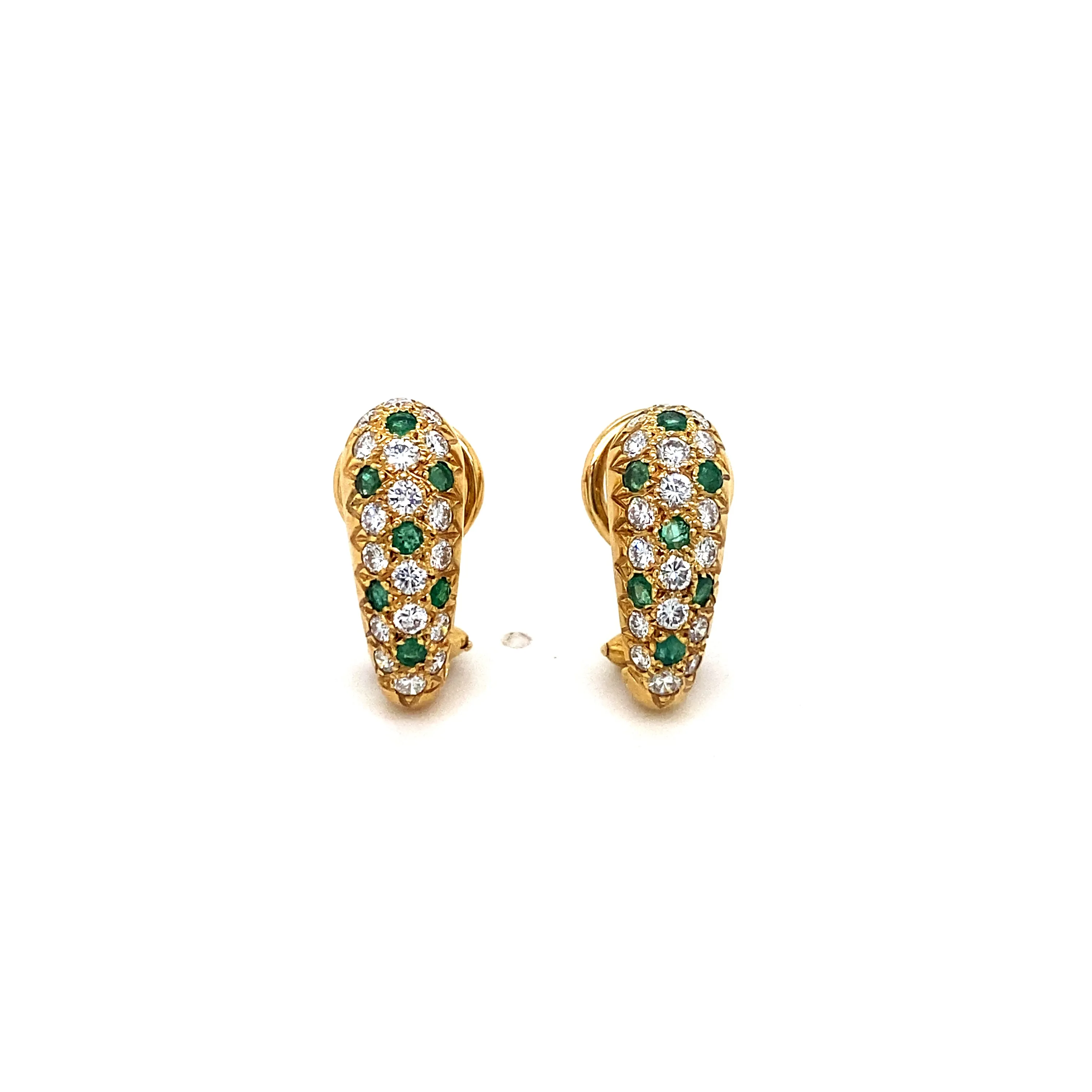 Estate Emerald and Diamond Mini Hoop Earrings
