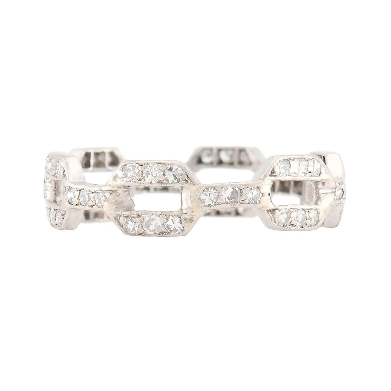 Estate Platinum Diamond Chain Link Ring