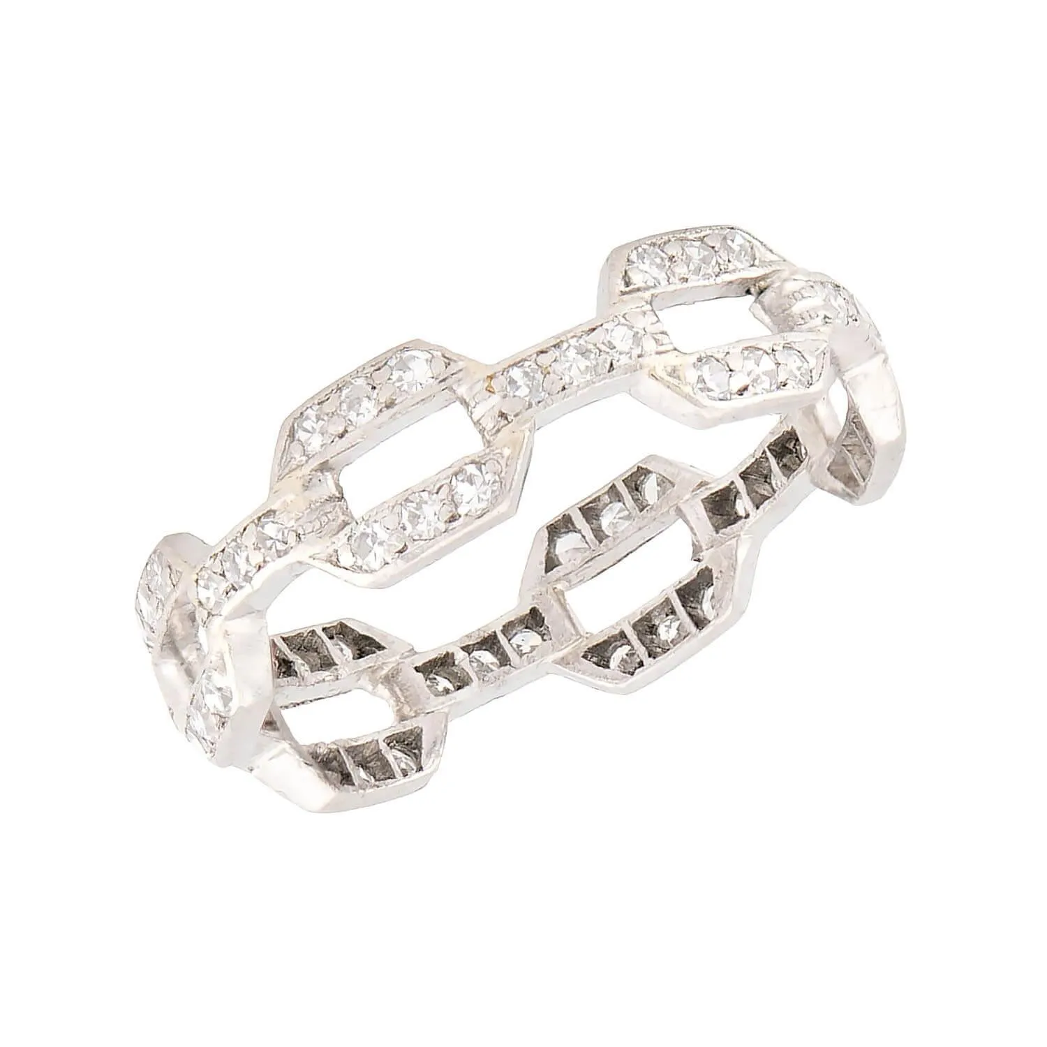 Estate Platinum Diamond Chain Link Ring