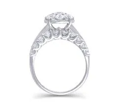 EternalDia 3 Cttw Round Shape Three Rows Composite Diamond Engagement Ring in 14K White Gold (HI/I2)