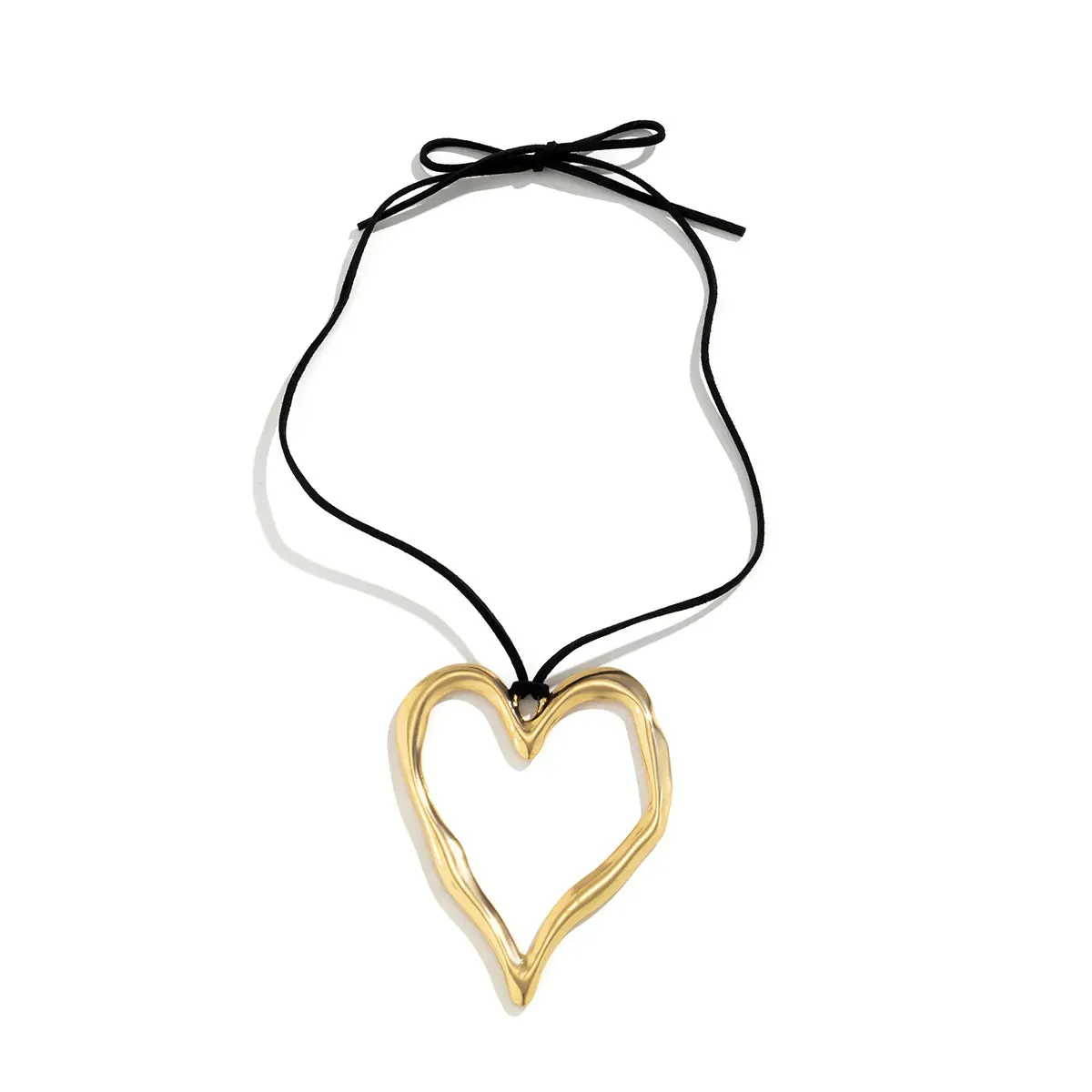Extra Large Hollowed Out Heart Pendant Necklace