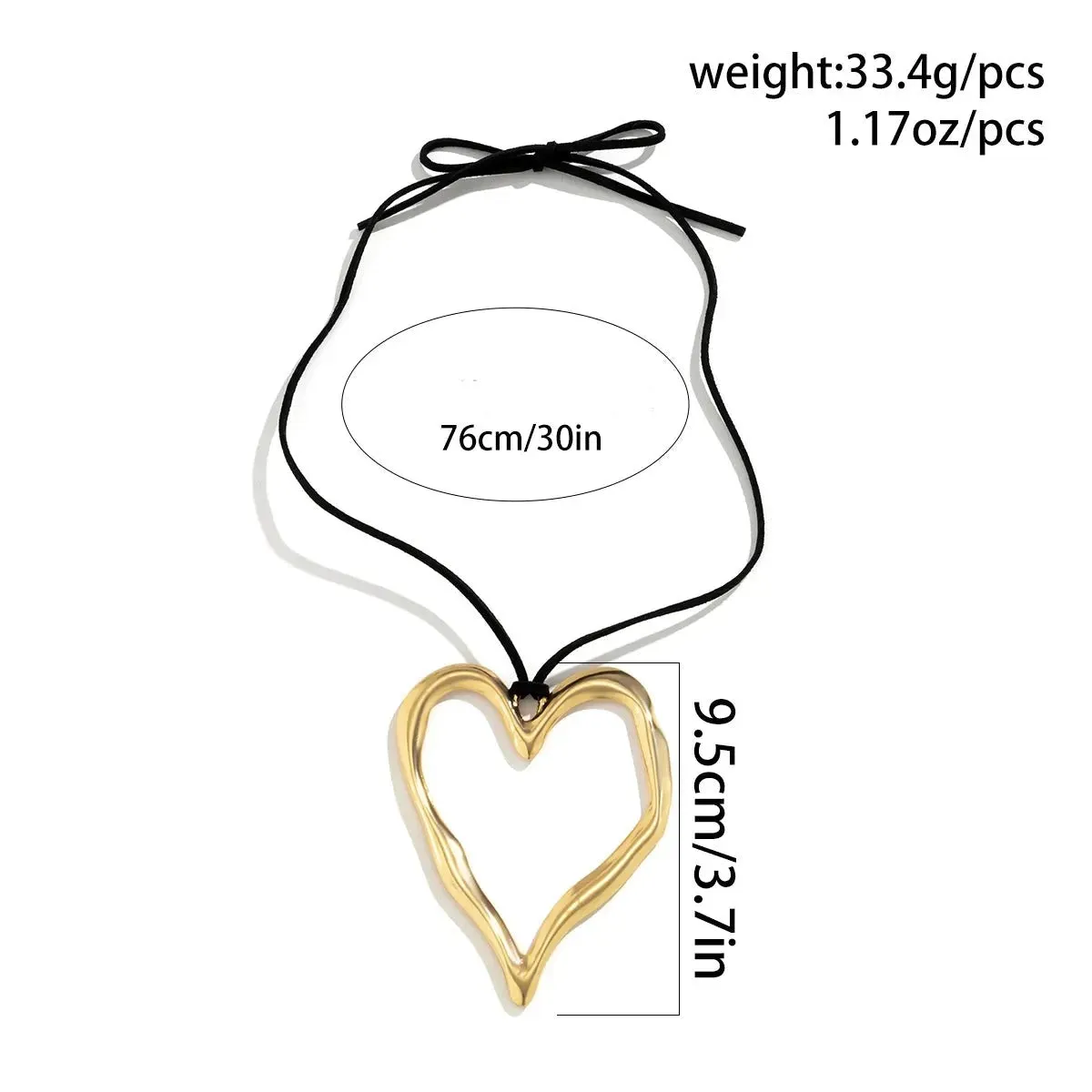 Extra Large Hollowed Out Heart Pendant Necklace