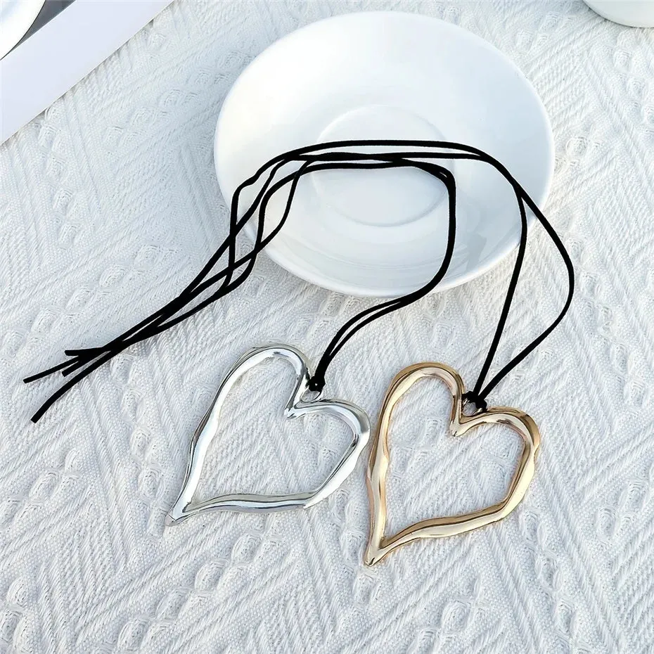 Extra Large Hollowed Out Heart Pendant Necklace
