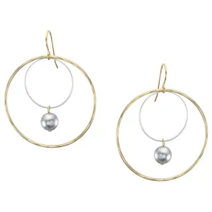 Extra Large Wire Rings with Grey Pearl Drop Earring