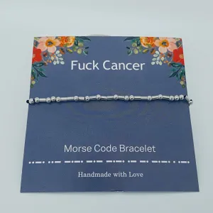 F Cancer Morse Code Stretch Bracelet