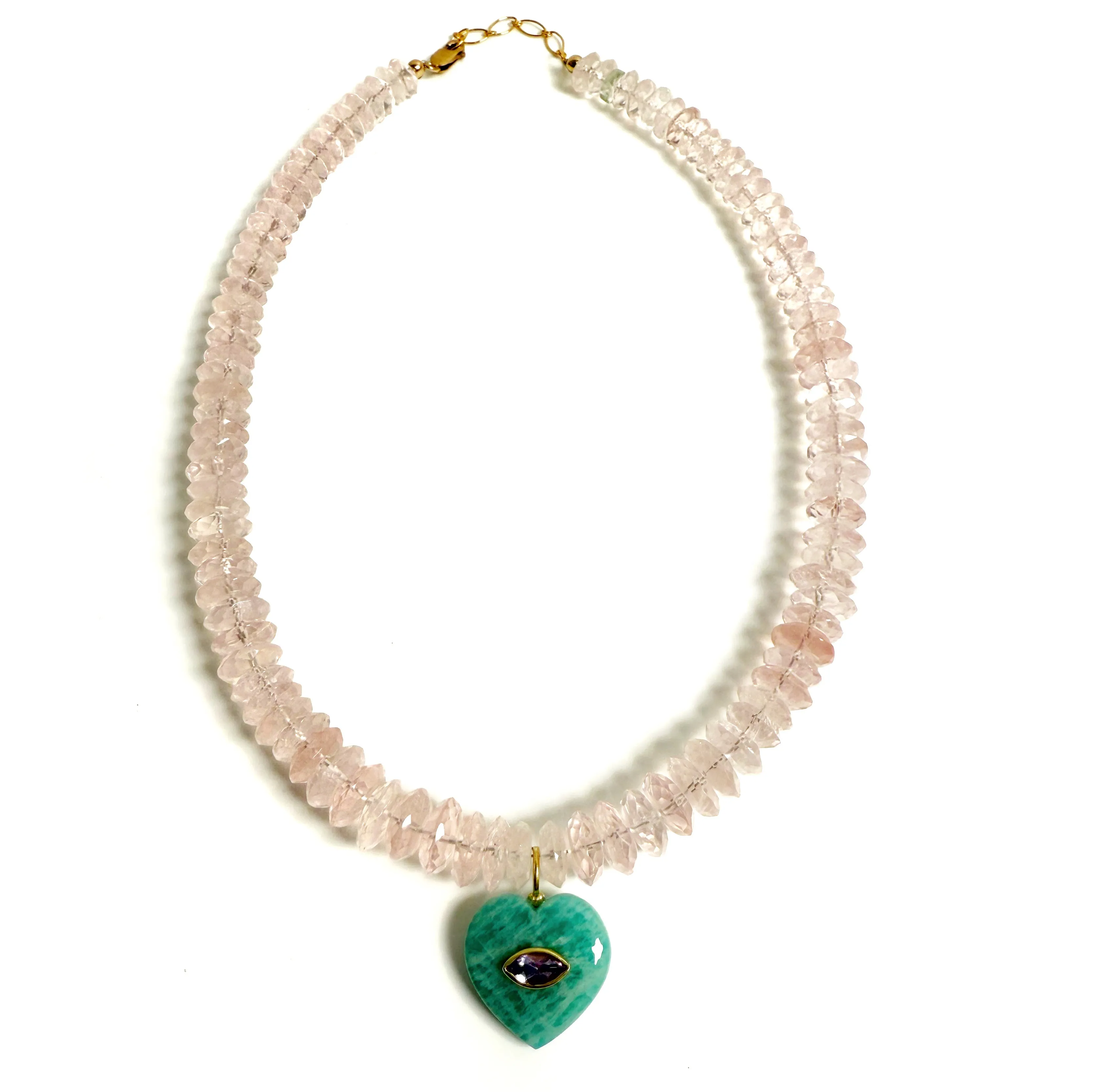 Faceted Rose Quartz with Charm Necklace