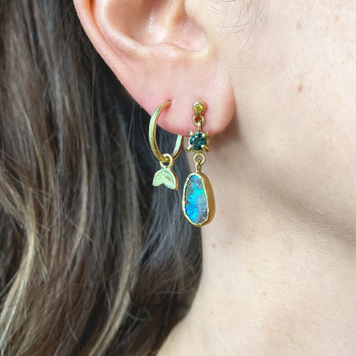 Fairtrade Gold Leaf Drop Hoops | 18ct