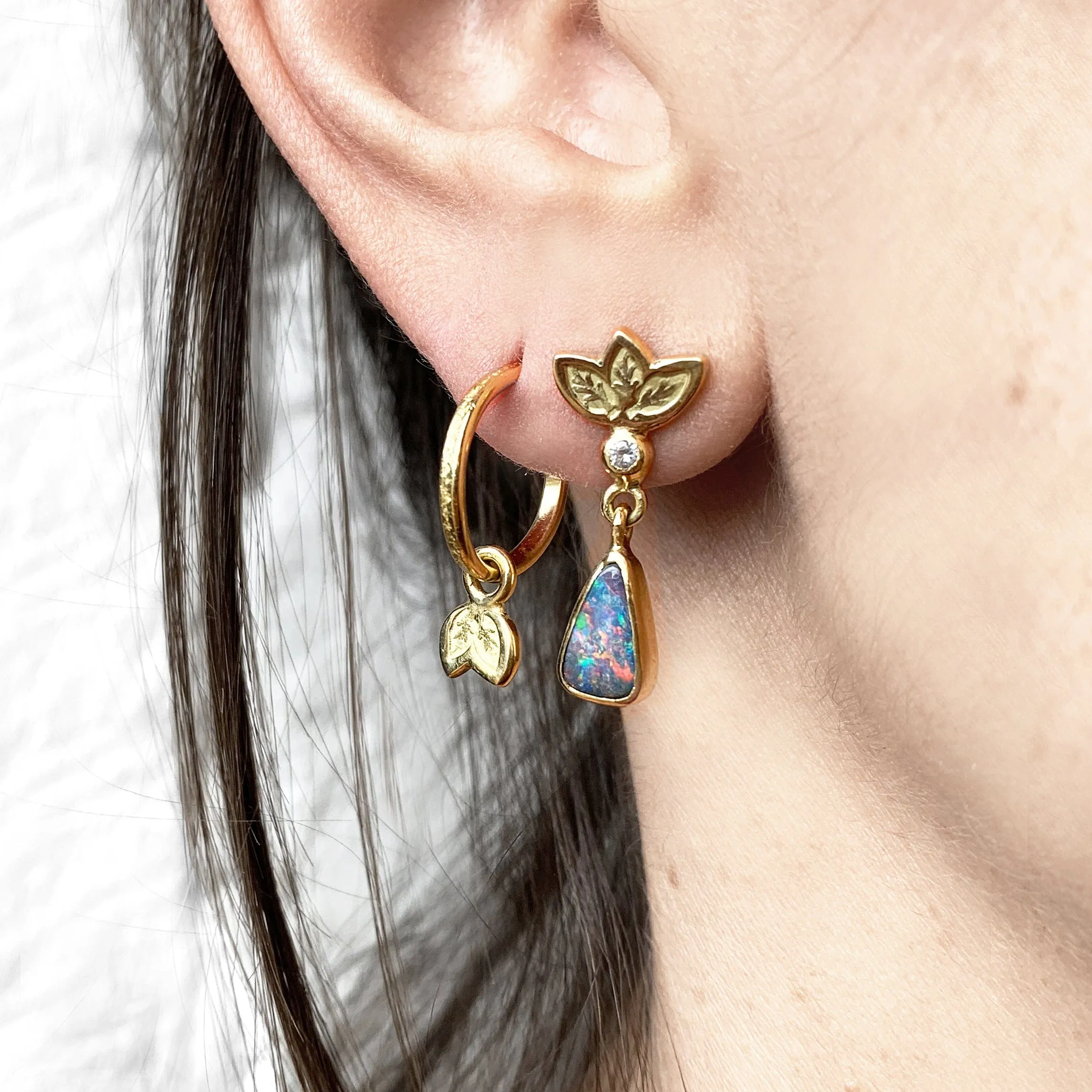 Fairtrade Gold Leaf Drop Hoops | 18ct