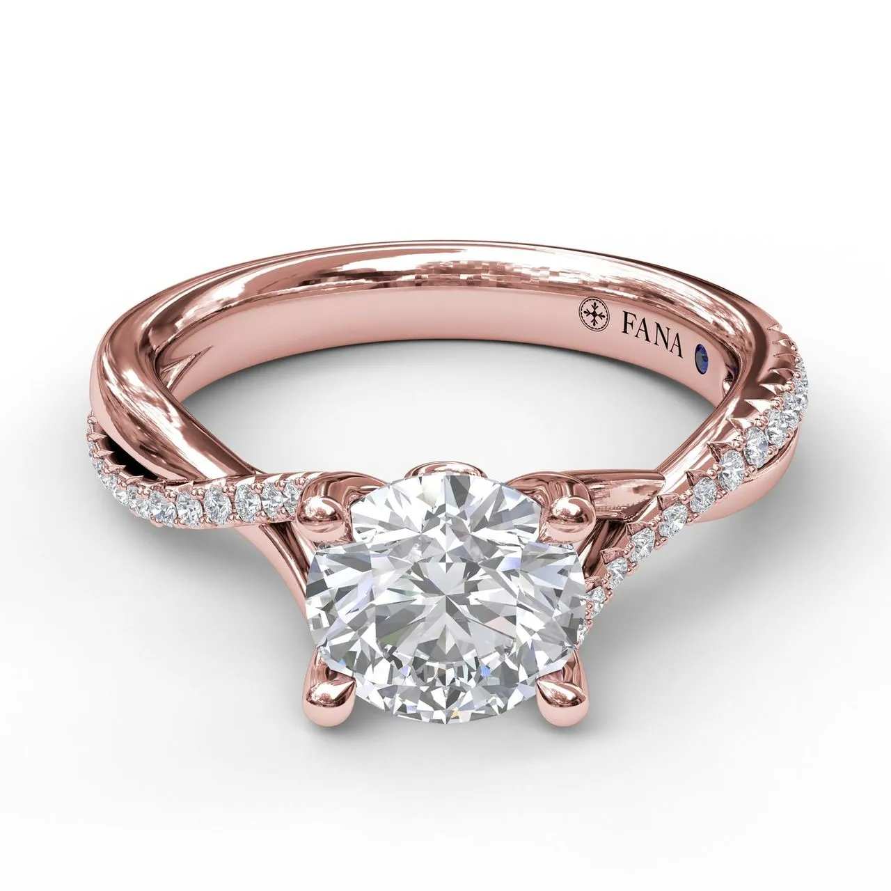 Fana Alternating Diamond Twist Engagement Ring
