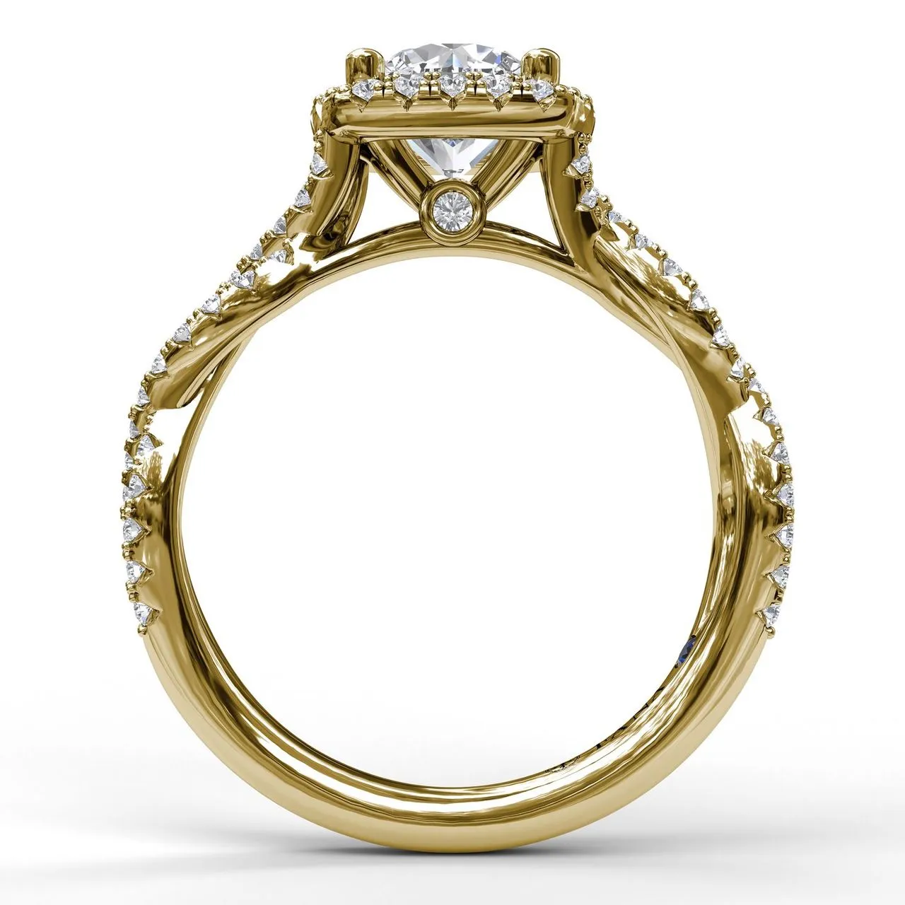 Fana Cushion Halo Twist Engagement Ring