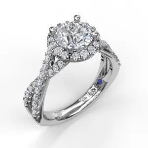 Fana Round Halo Twist Engagement Ring