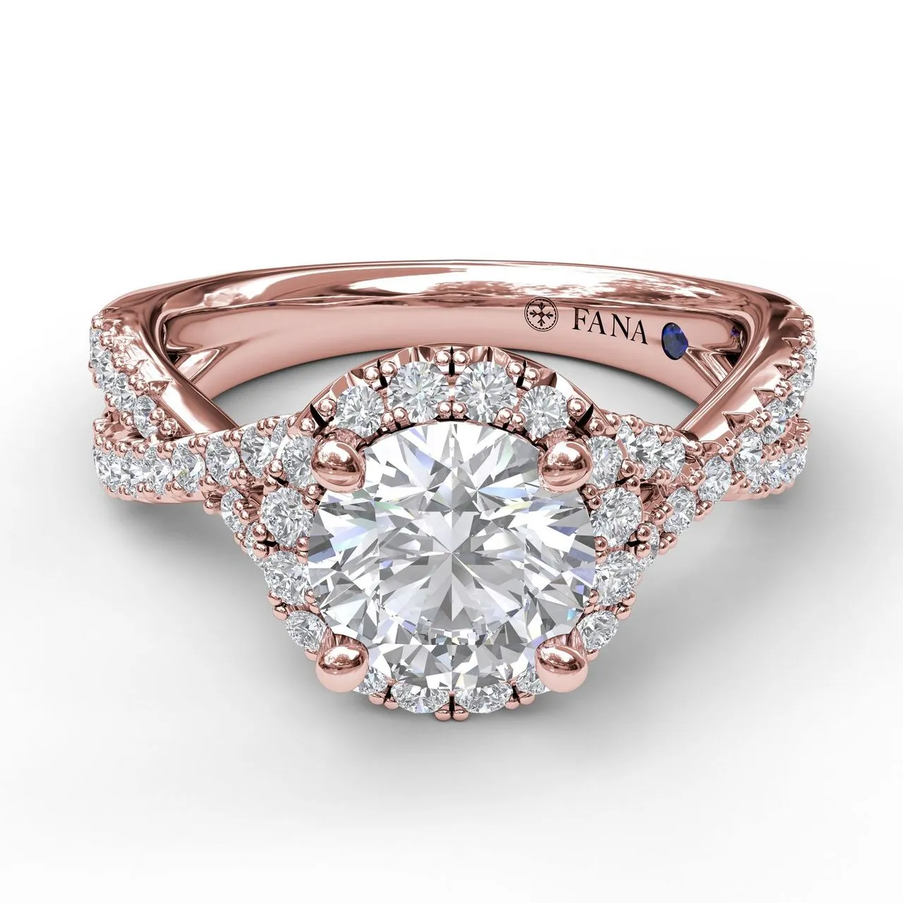 Fana Round Halo Twist Engagement Ring