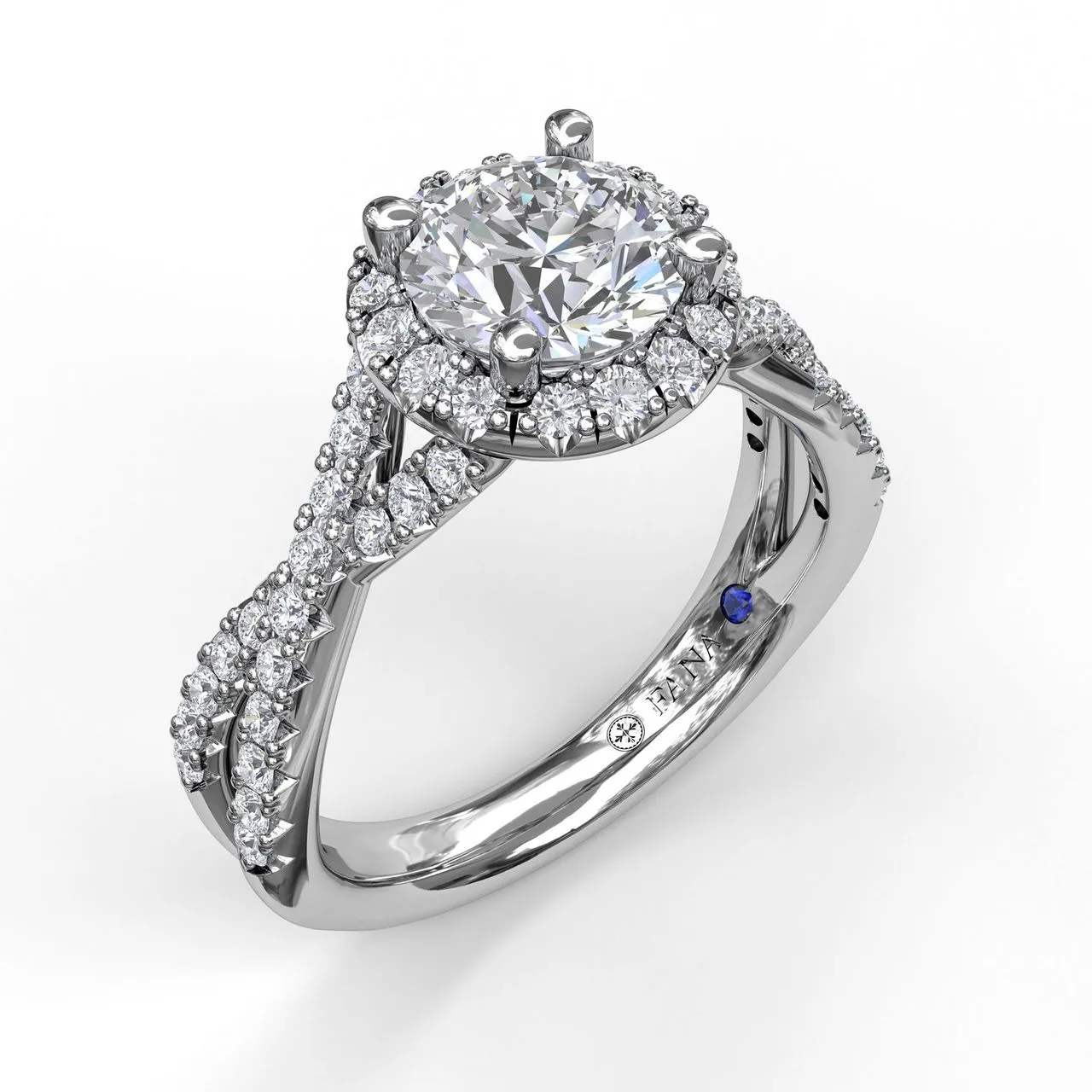 Fana Round Halo Twist Engagement Ring