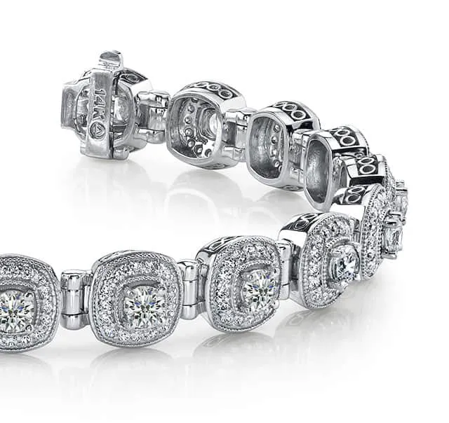 Fanciful Round Diamond Bracelet With Tube Links Diamond with 4.72 ct.(finished) 1.1mm, 3.4mm