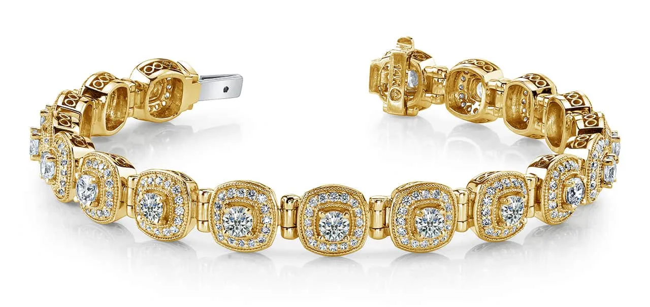 Fanciful Round Diamond Bracelet With Tube Links Diamond with 4.72 ct.(finished) 1.1mm, 3.4mm