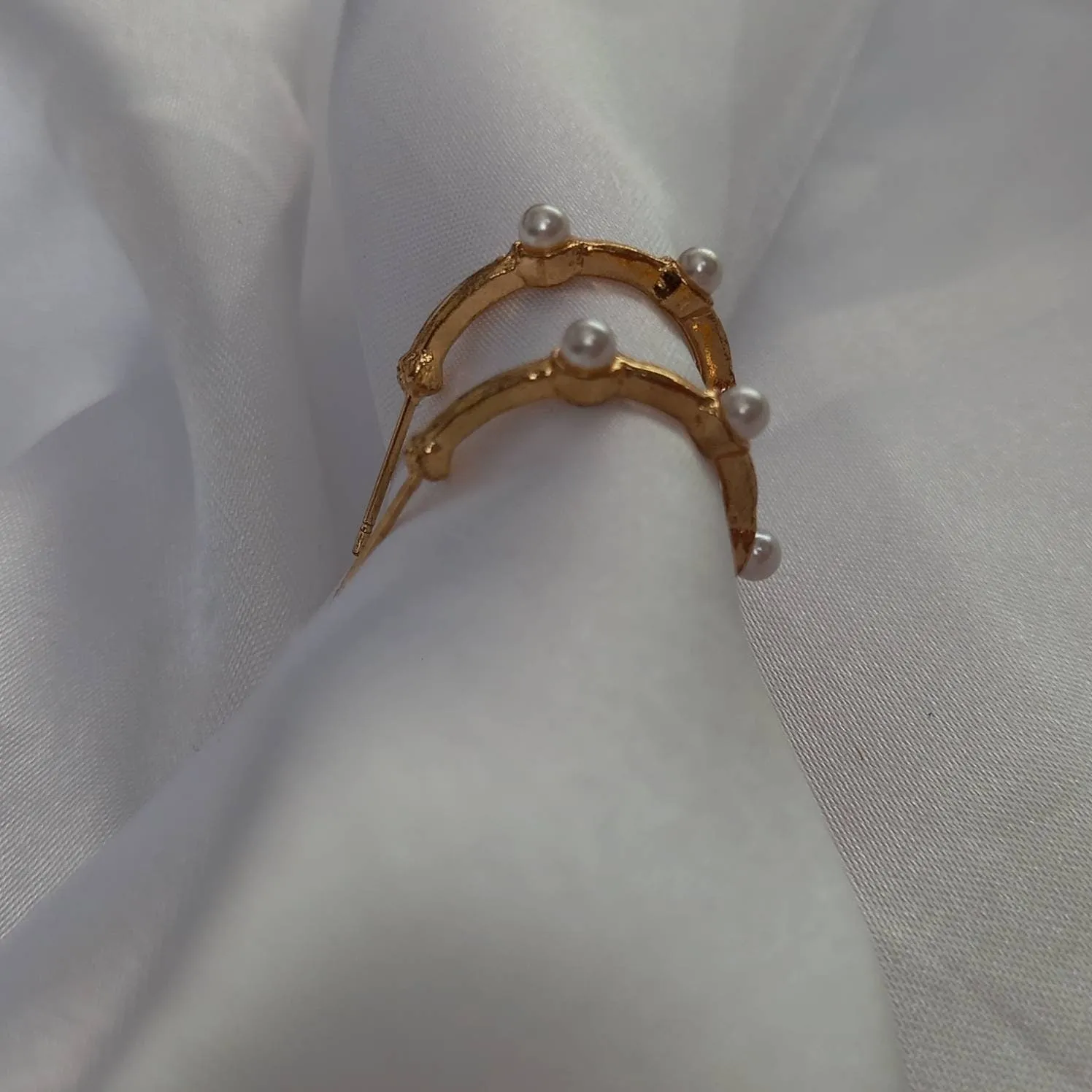 Faux Pearl Hoop Earrings - Pearl Jewellery,Pearl Earrings,Gold Bead Earrings,Hoop Earrings In The UK,Gold Hoops In The UK,Pearl Jewellery