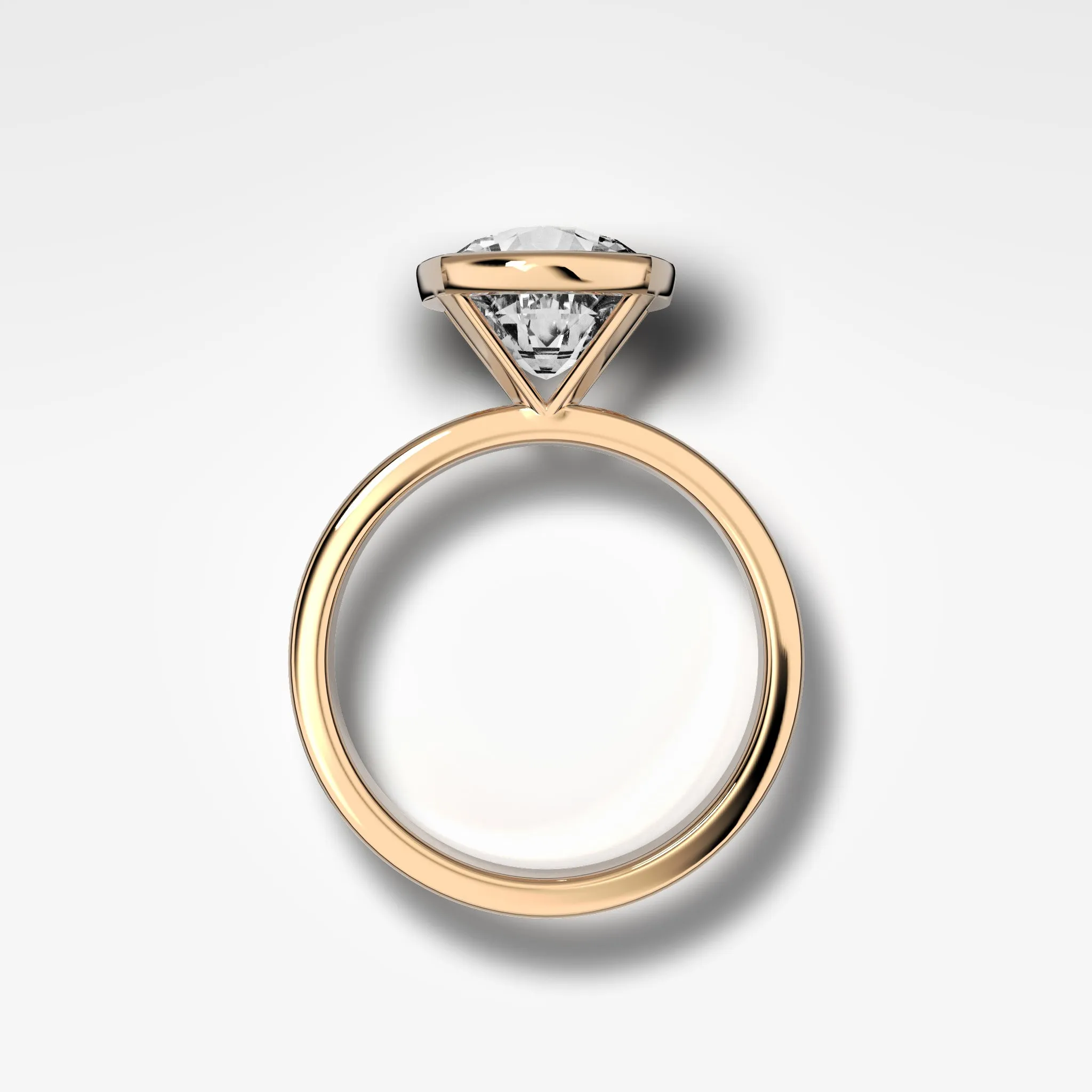 Finest Bezel Set Engagement Ring With Cushion Cut Diamond