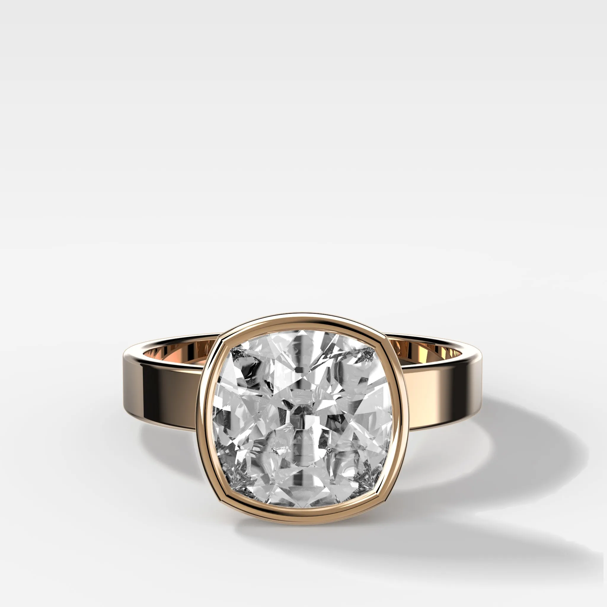 Finest Bezel Set Engagement Ring With Old Mine Cut Diamond