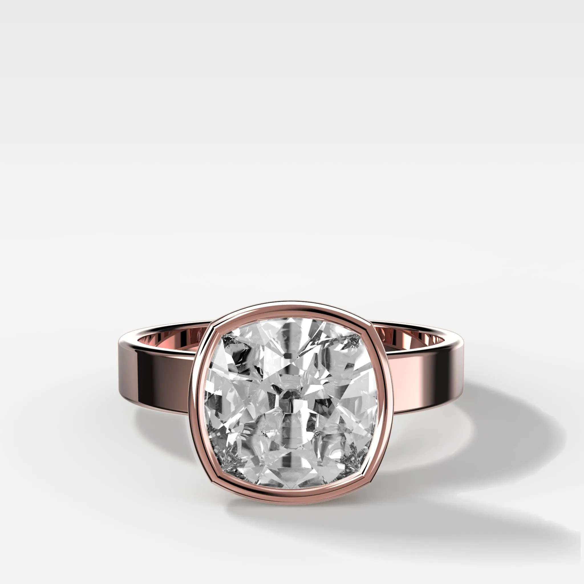 Finest Bezel Set Engagement Ring With Old Mine Cut Diamond