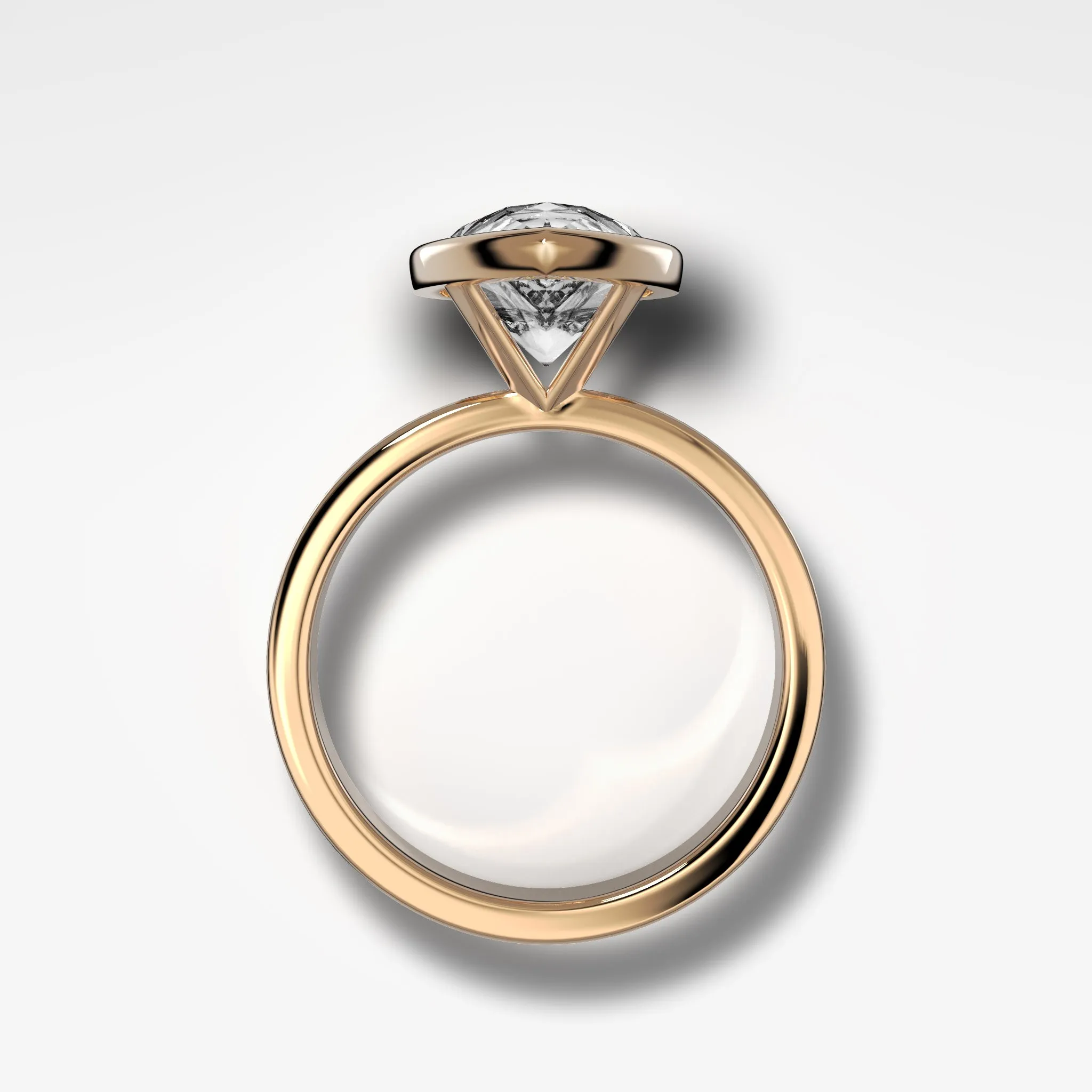 Finest Bezel Set Engagement Ring With Pear Cut Diamond