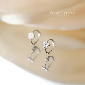 Flower Gold Earrings For Women 925 Sterling Silver Gift Jewelry