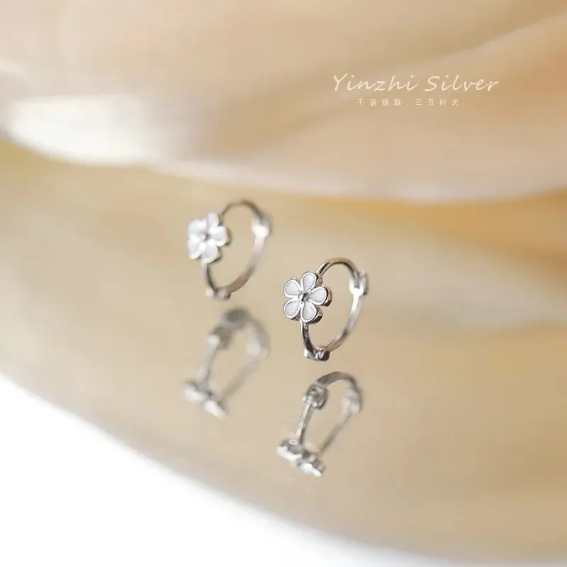 Flower Gold Earrings For Women 925 Sterling Silver Gift Jewelry