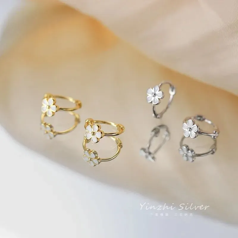 Flower Gold Earrings For Women 925 Sterling Silver Gift Jewelry