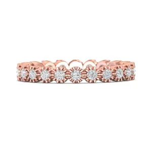 FlyerFit Micropave 14K Pink Gold Wedding Band
