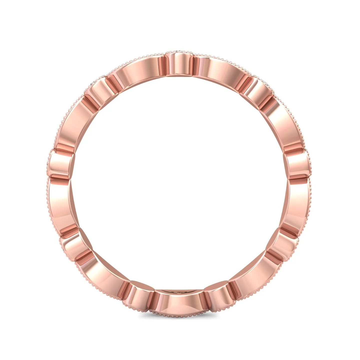 FlyerFit Micropave 18K Pink Gold Wedding Band
