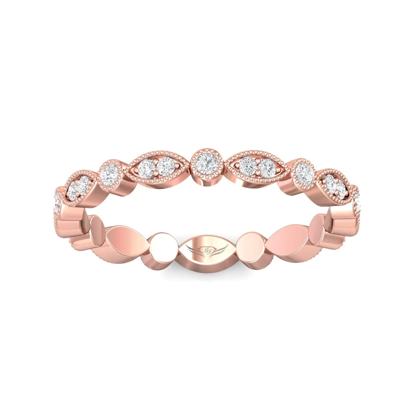 FlyerFit Micropave 18K Pink Gold Wedding Band