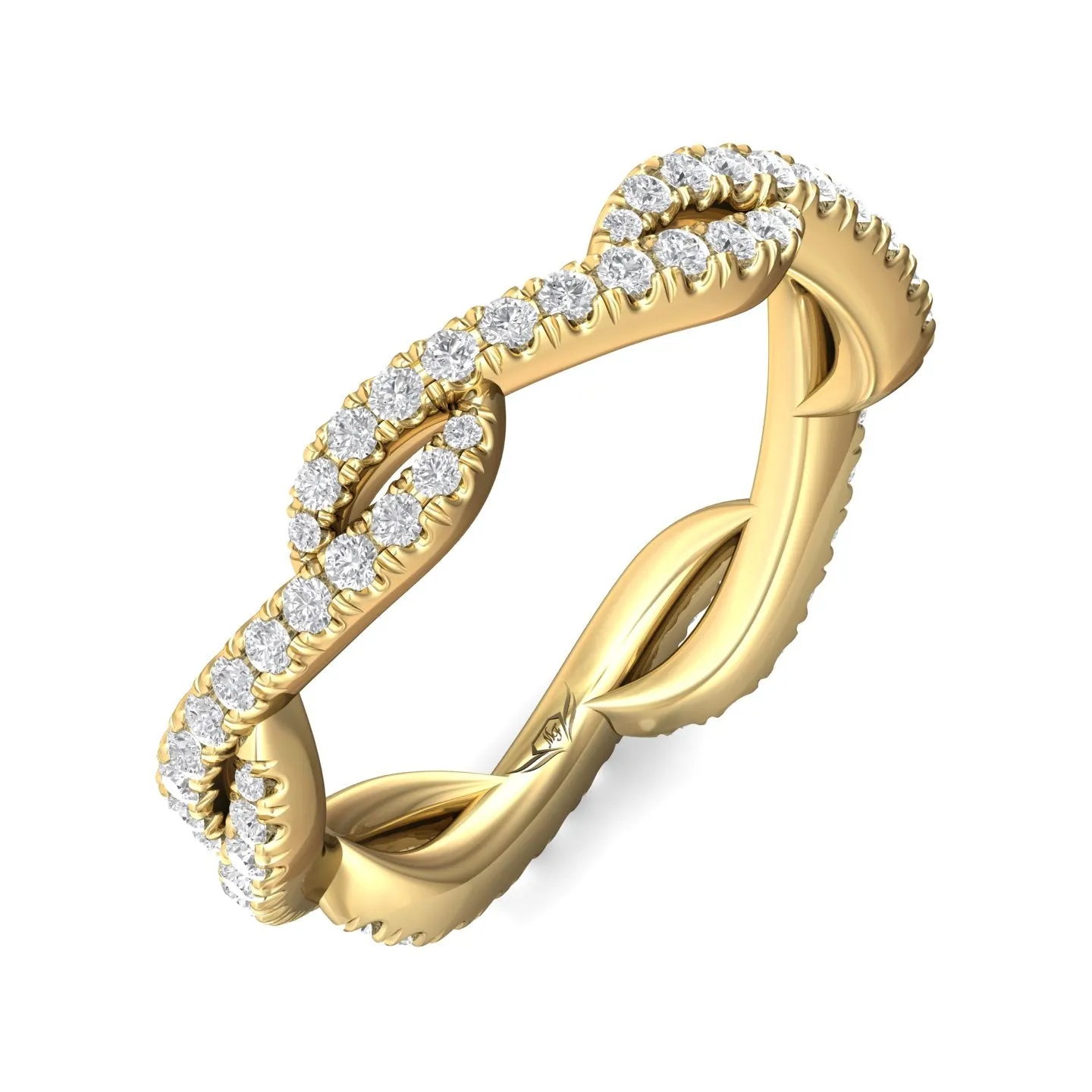 FlyerFit Micropave 18K Yellow Gold Wedding Band