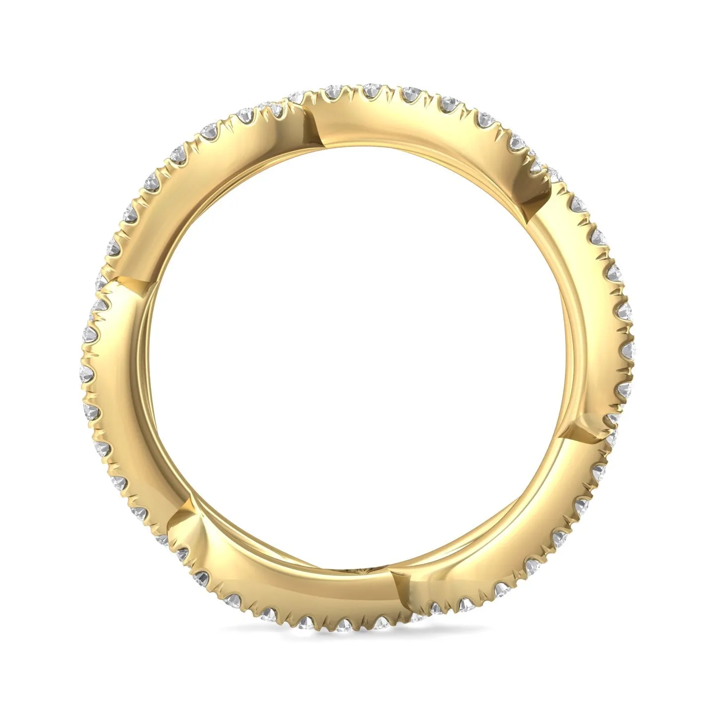 FlyerFit Micropave 18K Yellow Gold Wedding Band