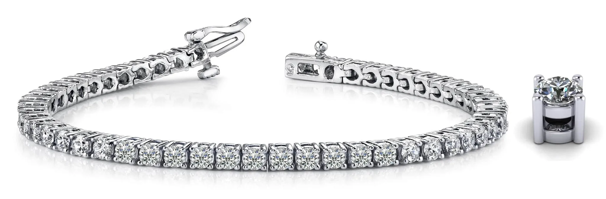 Four Prong Classic Lab-Grown Diamond Tennis Bracelet with 7.96 ct.(finished) 3.7mm