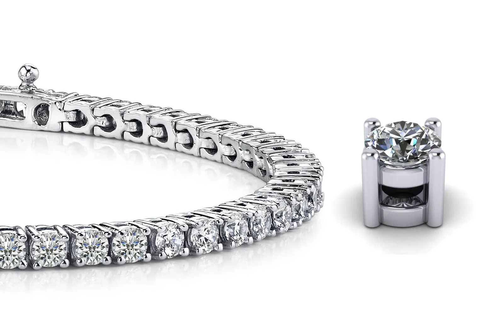 Four Prong Classic Lab-Grown Diamond Tennis Bracelet with 7.96 ct.(finished) 3.7mm