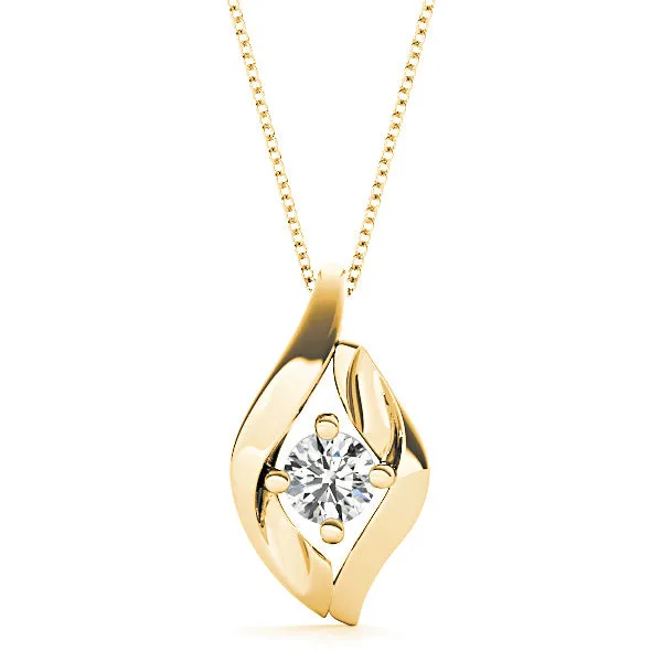 Four Prong Round Diamond Solitaire Necklace Pendant