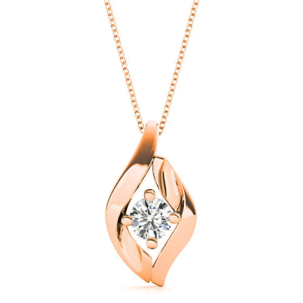 Four Prong Round Diamond Solitaire Necklace Pendant