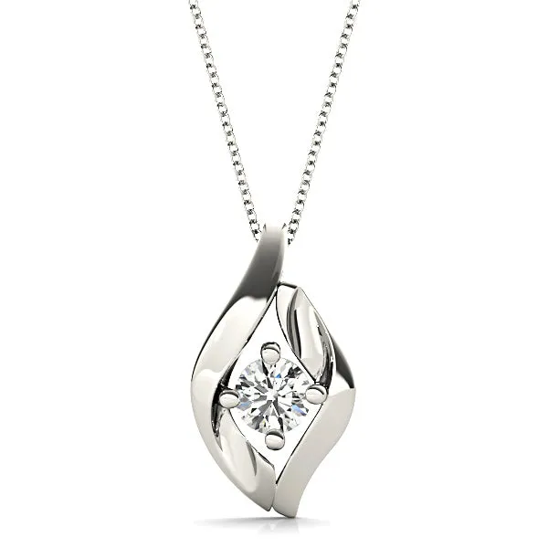 Four Prong Round Diamond Solitaire Necklace Pendant